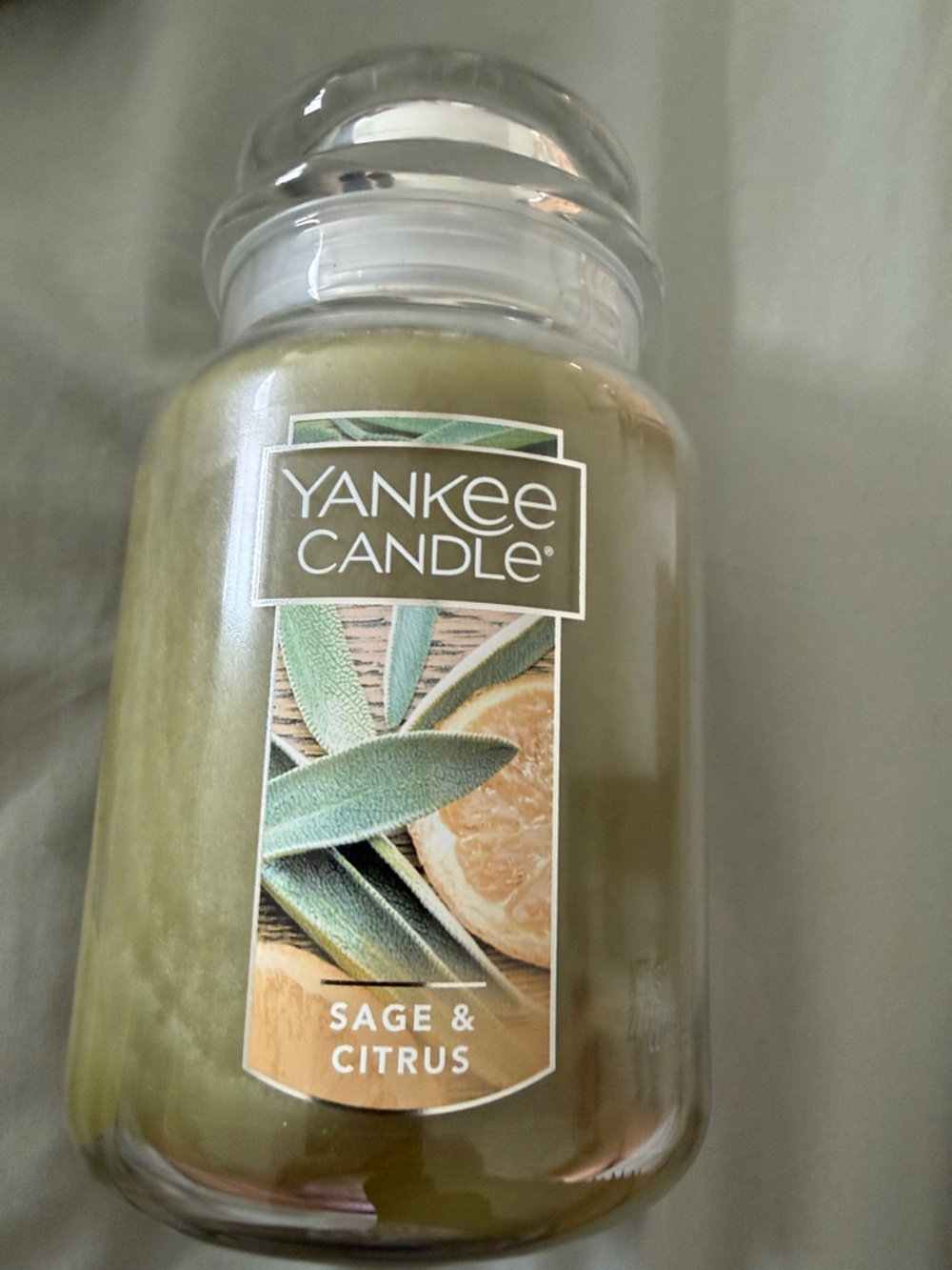 Yankee Candle Sage & Citrus Jar Candle - Olive Green